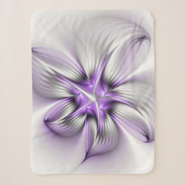 Cobertor Sherpa Elegância Floral Arte Fractal Violeta Abstrata Mod