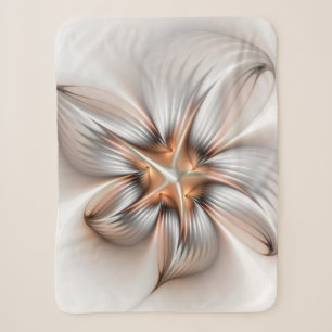 Cobertor Sherpa Elegância Floral Moderna Abstrato de Arte Fractal