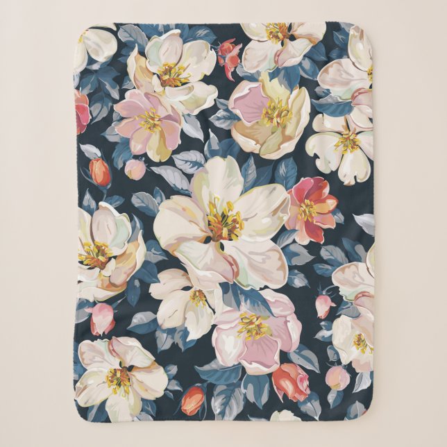 Cobertor Sherpa Elegância padrão sem costura com torta de maçã flo (Frente)