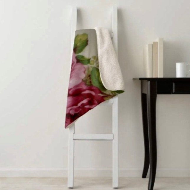Cobertor Sherpa Elegância Rosa Vintage  (3 different sizes: s (30"x40"); m (50"x 60"); l (60"x 80")  100% polyester printed mink.)