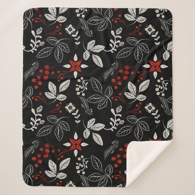 Cobertor Sherpa Elegant botanical pattern (Frente)