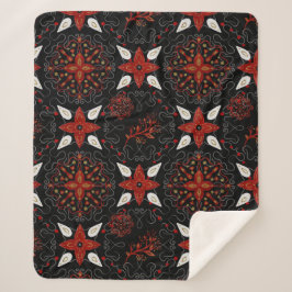 Cobertor Sherpa Elegant, festive feel symmetrical floral pattern
