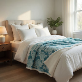 Cobertor Sherpa Elegant Floral Blanket with Vintage Charm