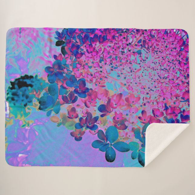 Cobertor Sherpa Elegante Azul Escuro e Magenta - Iluminismo (Frente (Horizontal))