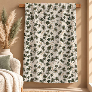 Cobertor Sherpa Elegante Cobertura de Folhas Botânicas em Verde Po