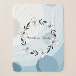 Cobertor Sherpa Elegante Coroa Floral Azul Marinho