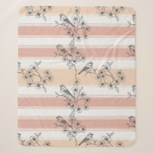 Cobertor Sherpa Elegante Floral de Listra de Pêssego (3)