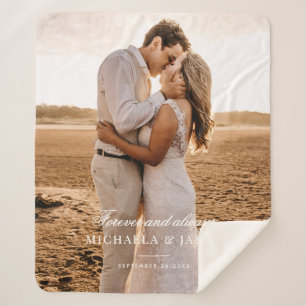 Cobertor Sherpa Elegante Foto de Casamento Personalizada Nomes da 