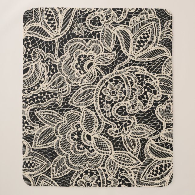 Cobertor Sherpa Elegante Lace Seamless Pattern Design (Frente)