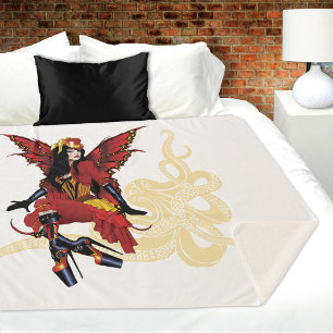 Cobertor Sherpa Elegante Polvo Fada Vitoriano Steampunk Vermelho
