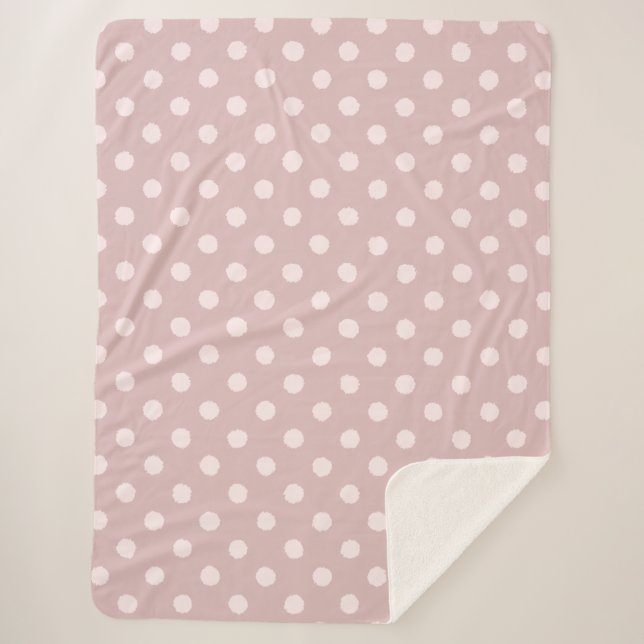 Cobertor Sherpa Elegante Rosa Bege Pontilhado (Frente)