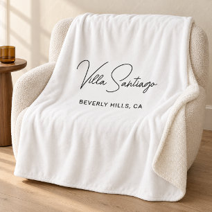Cobertor Sherpa Elegante Rótulo Personalizado Nome da Casa Localiz