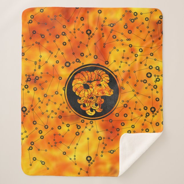 Cobertor Sherpa Elemento do fogo do sinal do zodíaco do Aries (Frente)