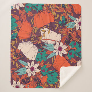 Cobertor Sherpa Elementos Florais: Desenho Mão Sem Costura.