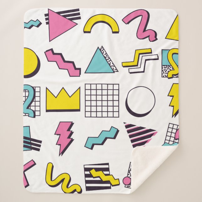 Cobertor Sherpa Elementos Pop Memphis Design  (Frente)