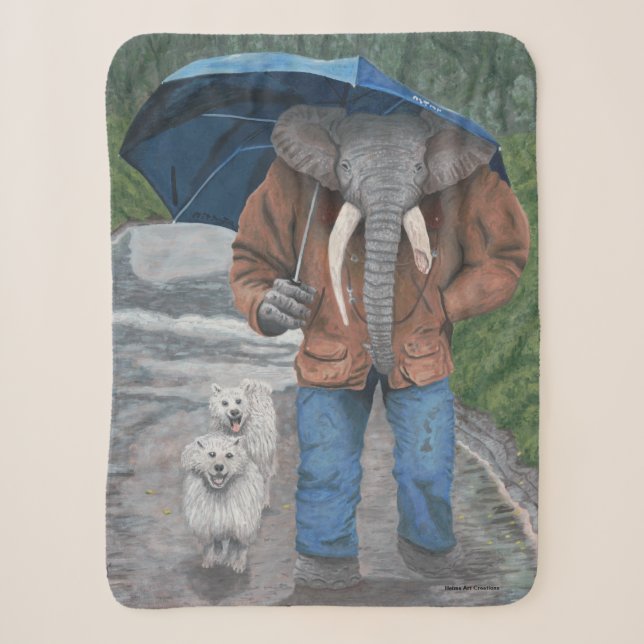Cobertor Sherpa Elephant Man Walking Dogs Fantasy Sherpa Blanket (Frente)