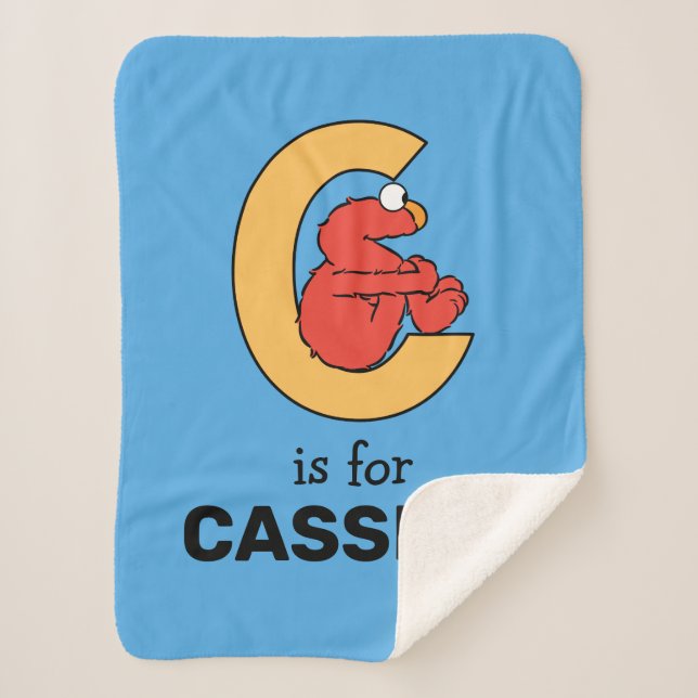 Cobertor Sherpa Elmo Alphabet | C Laranja (Frente)