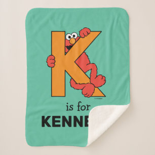 Cobertor Sherpa Elmo Alphabet K Laranja