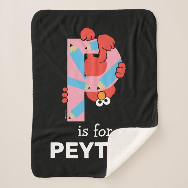 Cobertor Sherpa Elmo Alphabet | Lápis P (Frente)