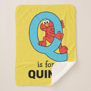 Cobertor Sherpa Elmo Alphabet Q Azul