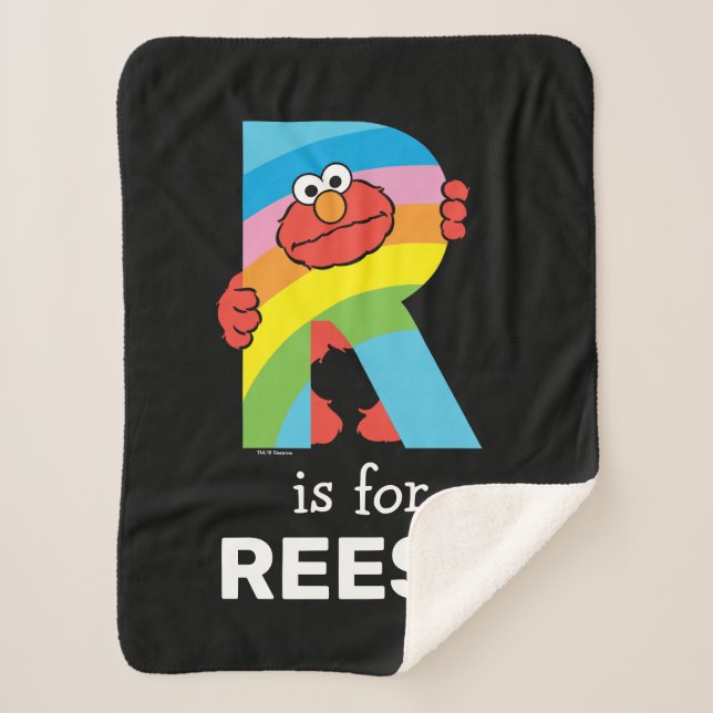 Cobertor Sherpa Elmo Alphabet | R Arco-íris (Frente)