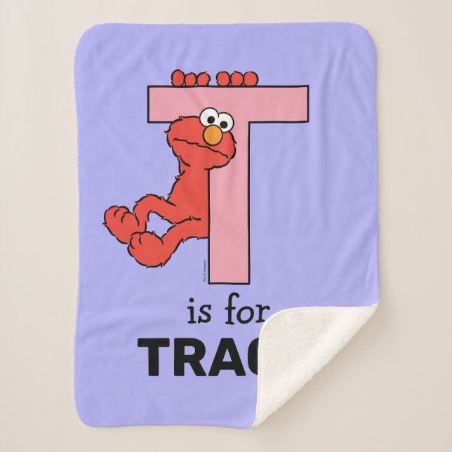 Cobertor Sherpa Elmo Alphabet | T Rosa (Frente)