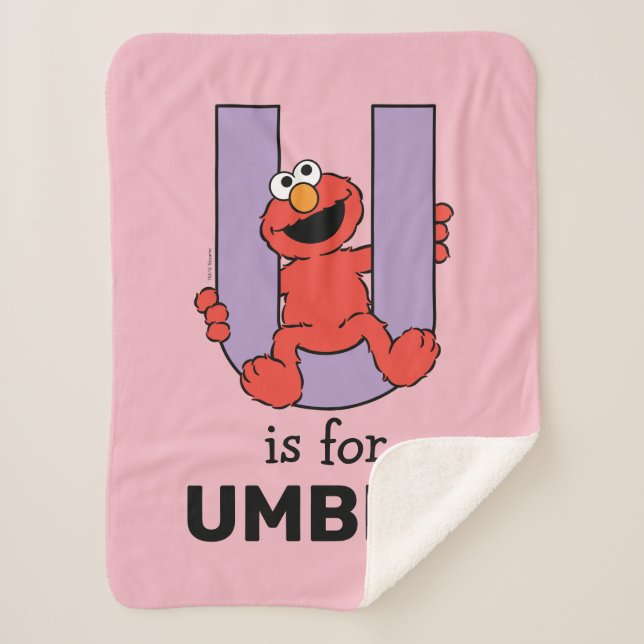 Cobertor Sherpa Elmo Alphabet | U Roxo (Frente)