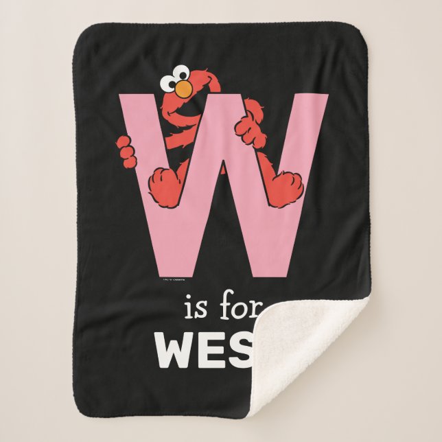 Cobertor Sherpa Elmo Alphabet | W Rosa (Frente)