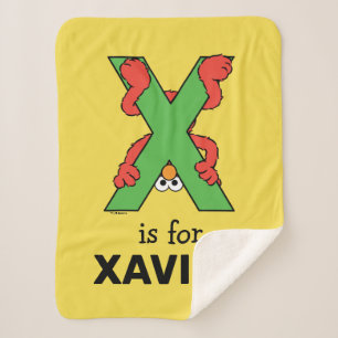 Cobertor Sherpa Elmo Alphabet X Verde