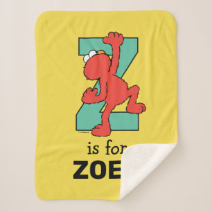 Cobertor Sherpa Elmo Alphabet   Z Teal