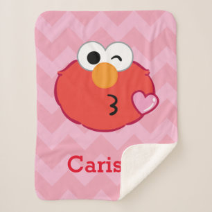 Cobertor Sherpa Elmo Face Jogando um Beijo Adicione seu nome