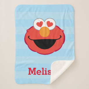 Cobertor Sherpa Elmo Smiling Face   Adicione seu nome