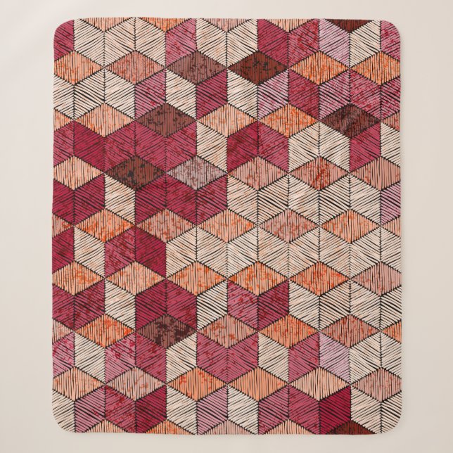 Cobertor Sherpa Embroidered patchwork seamless pattern. Bohemian.  (Frente)