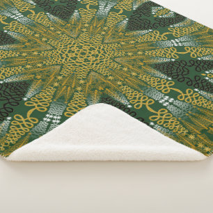 Cobertor Sherpa Energia Geográfica Verde e Dourada Mandala Sherpa 