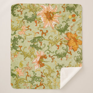 Cobertor Sherpa Enfeite Chinês Antigo Flores Jones