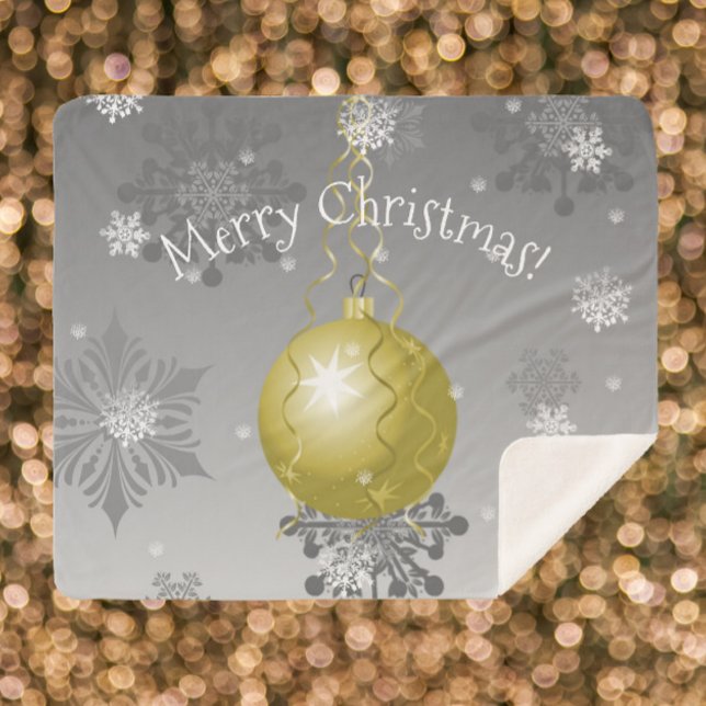 Cobertor Sherpa Enfeites de natal do Rico Dourado Sherpa Blanket (Gold Fancy Christmas Ornament Sherpa Blanket)