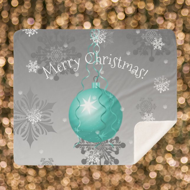 Cobertor Sherpa Enfeites de natal Teal Sherpa Blanket (Teal Fancy Christmas Ornament Sherpa Blanket)
