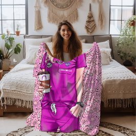 Cobertor Sherpa Enfermeira Branca Médica em Escrupulos Rosa