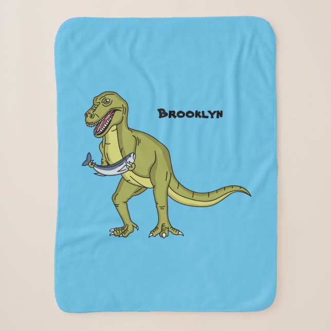 Cobertor Sherpa Engraçado ilustração do dinossauro T rex (Frente)