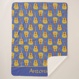 Cobertor Sherpa Entusiasta de Música Azul Whimsical Design