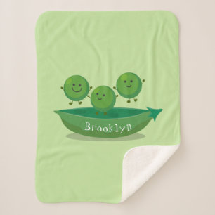 Cobertor Sherpa Ervilhas de salto bonitas na ilustração de desenho