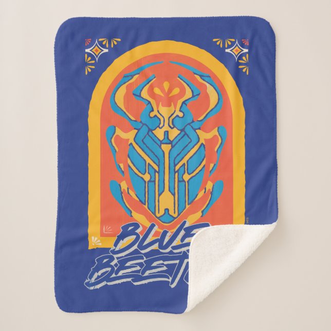 Cobertor Sherpa Escaravelho Azul Talavera Gráfico (Frente)