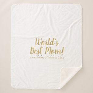 Cobertor Sherpa Escrito personalizado em ouro da Melhor Mãe, boni
