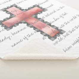 Cobertor Sherpa Escritura Cruzada Cristã Elegante Rosa Verse