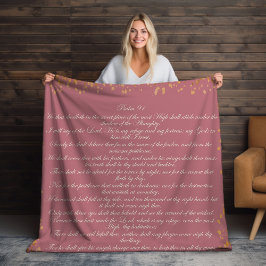 Cobertor Sherpa Escritura Rosa, Salm 91, Bíblia Cristã Verse