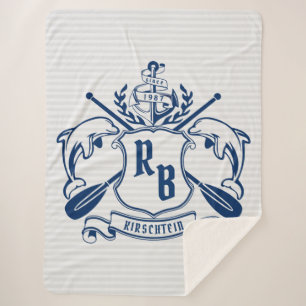 Cobertor Sherpa Escudo de Oars Laurel - Golfinhos-de-couro náutico