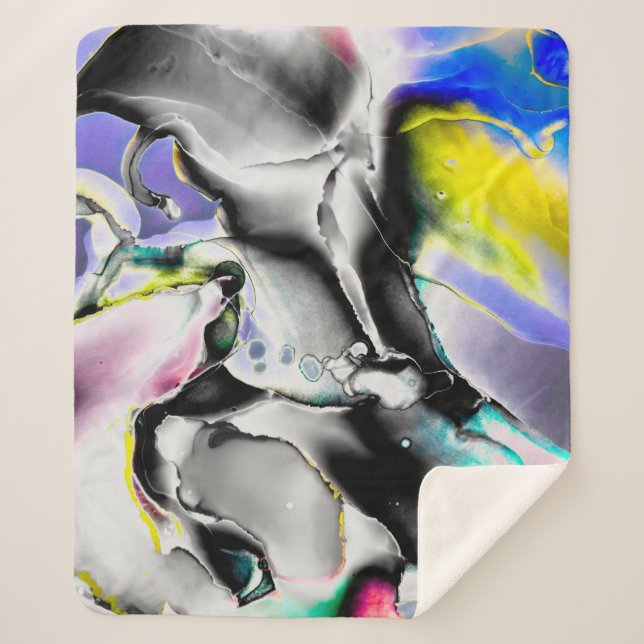 Cobertor Sherpa Espaço. Fundo Branco brilhante. Tabuleiro de fumaç (Frente)