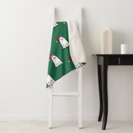 Cobertor Sherpa Espantalho Fantasma de Natal com Papai Noel