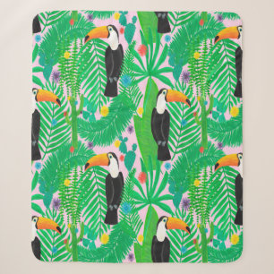 Cobertor Sherpa Espelho sem costura tropical brilhante com t