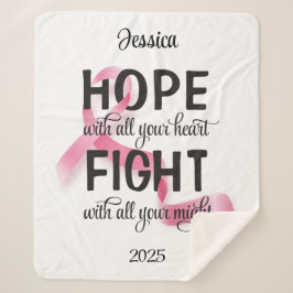 Cobertor Sherpa Esperança com todo seu coração Chemo